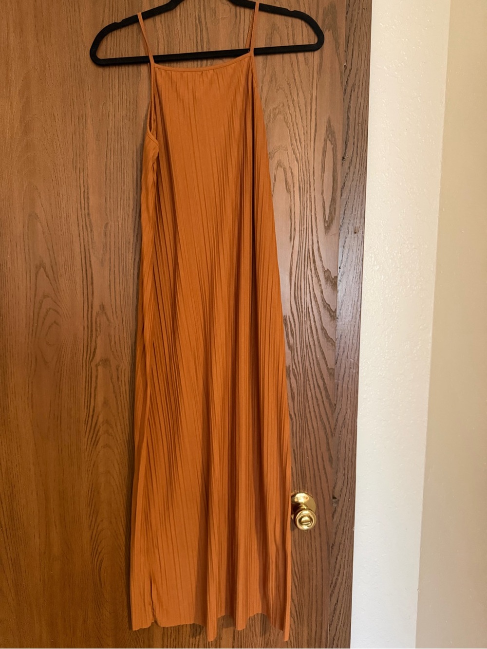 a new day Rust Orange Pleated Spaghetti-Strap Maxi Dress